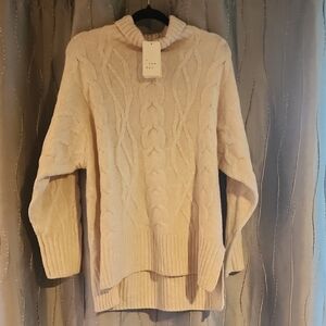 A New Day Cream Cowl Neck Cable Knit Sweater